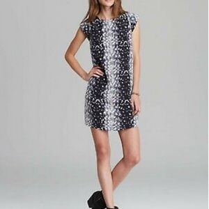 Womens Joe Black Gray White Short Sleeve Silk
Shift Dress Size L